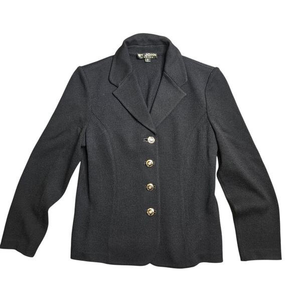 St. JOHN Basics Black Knit Santana Women's Blazer Size: 10 - Picture 1 of 4